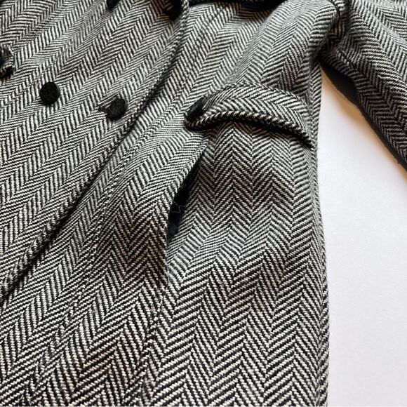 Hilary Radley Pea Coat Black and Gray Herringbone Small - Picture 7 of 9